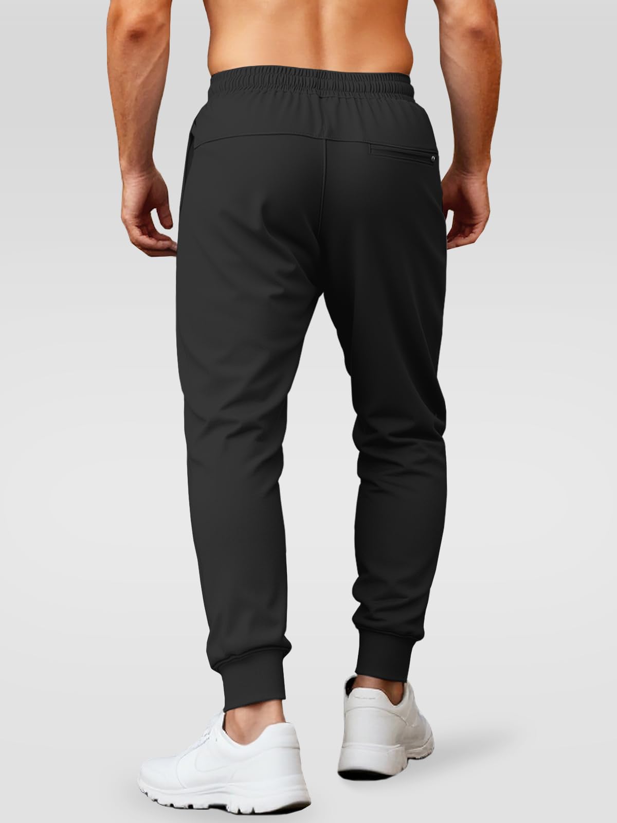 Aolesy Men's Joggers with Zipper Pockets Lightweight Gym Athletic Pants for Men Stretch Slim Track Sweatpants for Workout Running Black