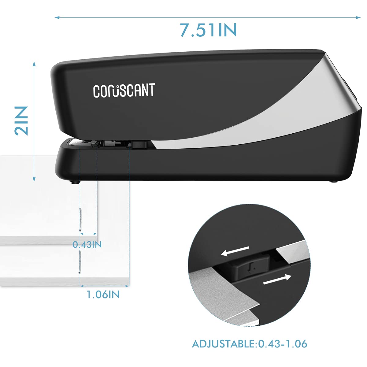 Coruscant Electric Stapler, Automatic Stapler, Heavy Duty，25 Sheet, Store 210 Staples，Including 2000 Staples,and 1 Staple Remover, Electric Desktop AC or Battery Powered for Home/Office Use