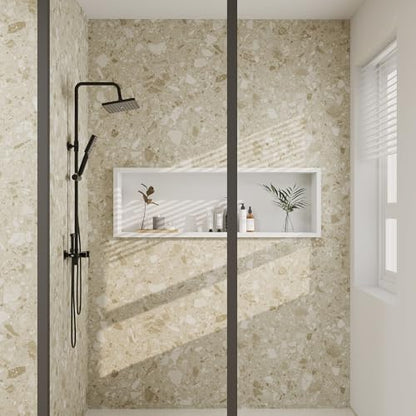 Marble Contact Paper for Countertops Cover - 12"x197" Matte Beige Peel and Stick Terrazzo Wallpaper - Removable Self Adhesive Thick Granite Vinyl Film Roll
