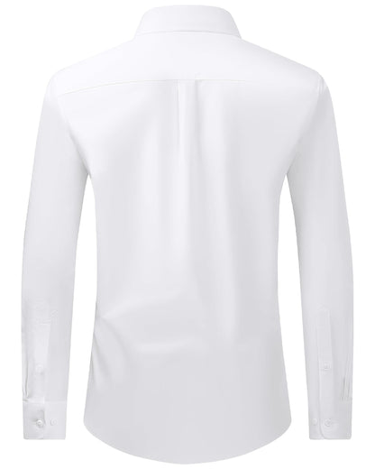 Alimens & Gentle Mens Dress Shirts Regular Fit Stretch Stain Shield Long Sleeve Solid Business Wedding White Button Down Shirts,White,Large