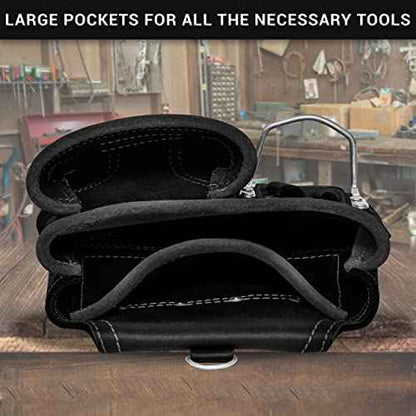 FUERI Leather Tool Pouches with Belt Clip Utility Bags Work Heavy Duty Belts Bag Pouch for Construction Carpenter Electrician Framer Men Women - 7 Pocket