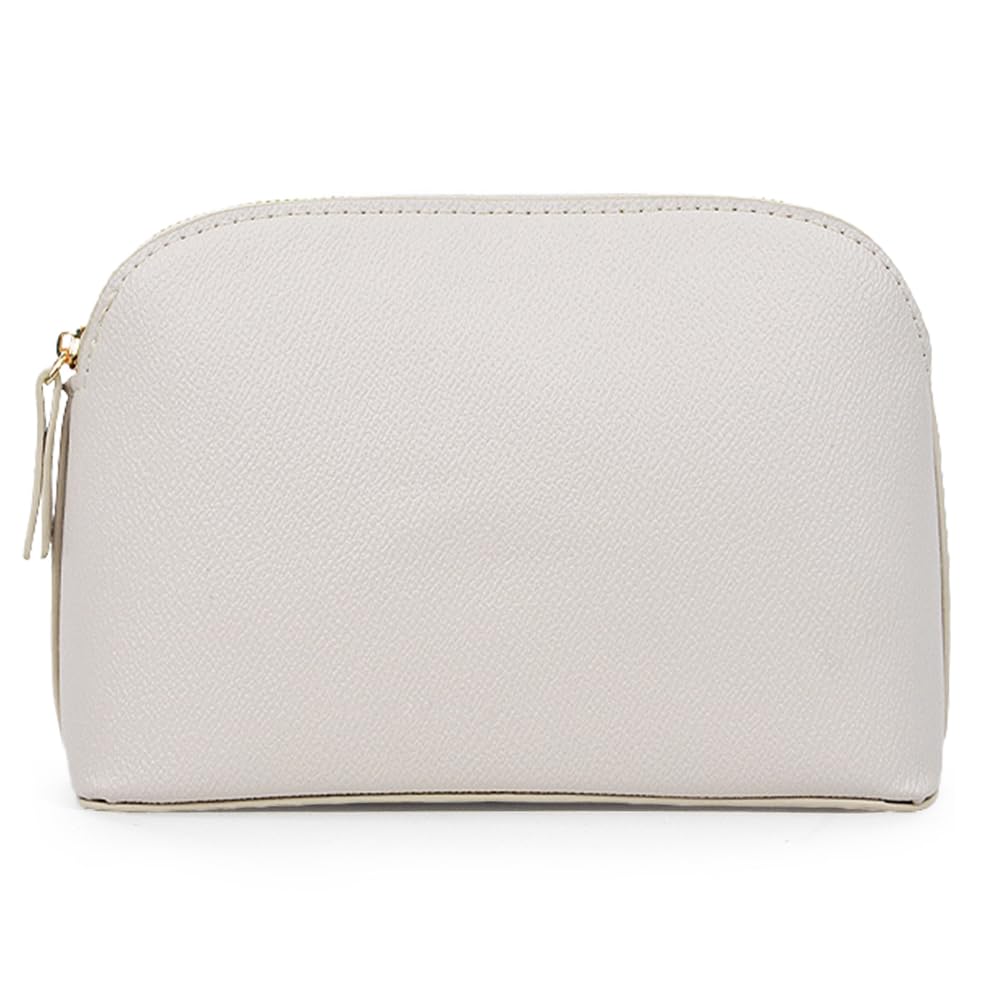 kamumanni Portable Makeup Bag for Women, Small Pu Leather Cosmetic Bag Travel Pouch with Zipper Cosmetic Bag for Purse (Beige)