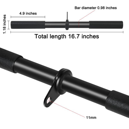 Vishusju Pulldown Straight Bar Rotating Steel with Rubber Grips LAT Pull Down Handle for Pulley Cable Machine Triceps Training Rowing Machine Attachment for Home Gym Strength Exercise