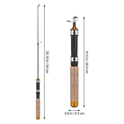 Toyvian Telescopic Ice Fishing Rod Mini Ultra-Light Fishing Pole 25.59In Compact Winter Tackle Tool with 2 Wear-Resistant Guides Reel Not Included
