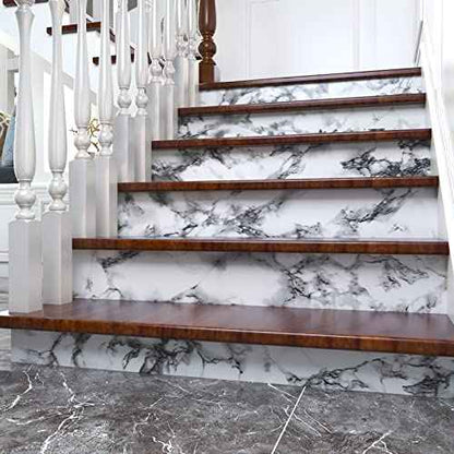 White Black Marble Wallpaper Peel and Stick 15.8'' x78.7'' Marble Contact Paper Countertop Peel and Stick Waterproof Self Adhesive Removable Wall Paper Cabinet Covering for Kitchen Home D?cor