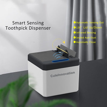 Innovation Automatic Auto Toothpick Dispenser, Smart Toothpick Holder Box, Infrared Sensor Toothpick Box for Home Restaurant Office (White)