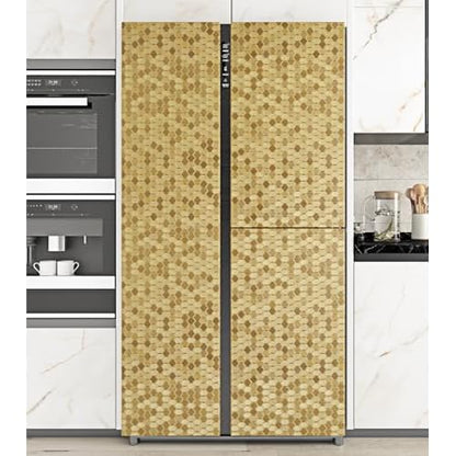 WESTICK Textured Gold Contact Paper Peel and Stick Countertops Waterproof Gold Vinyl Wallpaper Metallic Refrigerator Wrap Removable Copper Wall Paper for Appliance Cabinets Fridege 15.8" x 80"