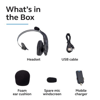 BlueParrott B350-XT Noise Cancelling Bluetooth Headset - Updated Design with Industry Leading Sound & Improved Comfort, Hands-Free Headset w/Expanded Wireless Range & IP54 Rated Protection (Renewed)