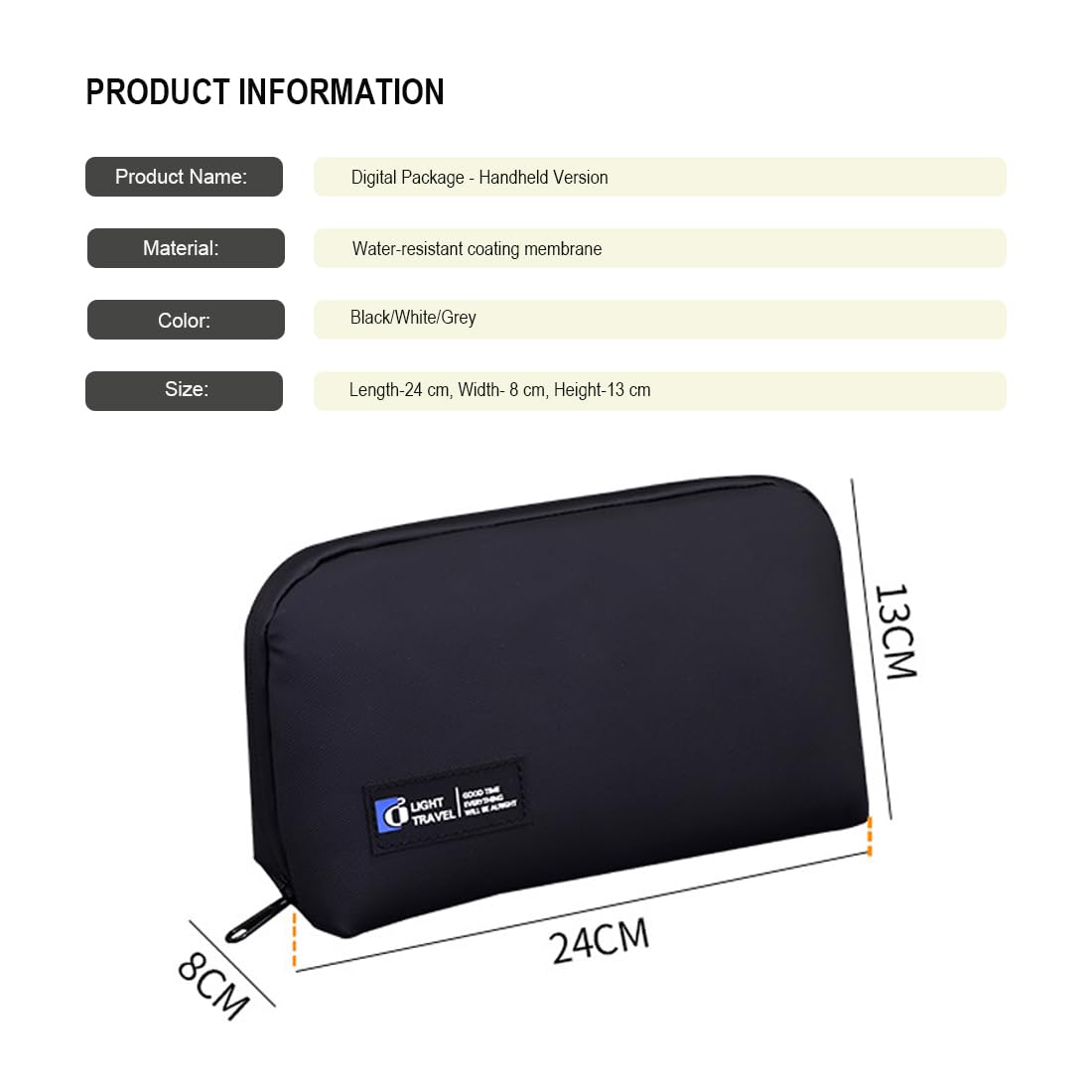 FADASTON Electronics Organizer Bag, Travel Digital Storage Pouch for Cable, Cord, Earphone, USB Flash Drive, Power Bank, Hard Drive, Portable Tech Travel Case with Multi-Compartment (Black)