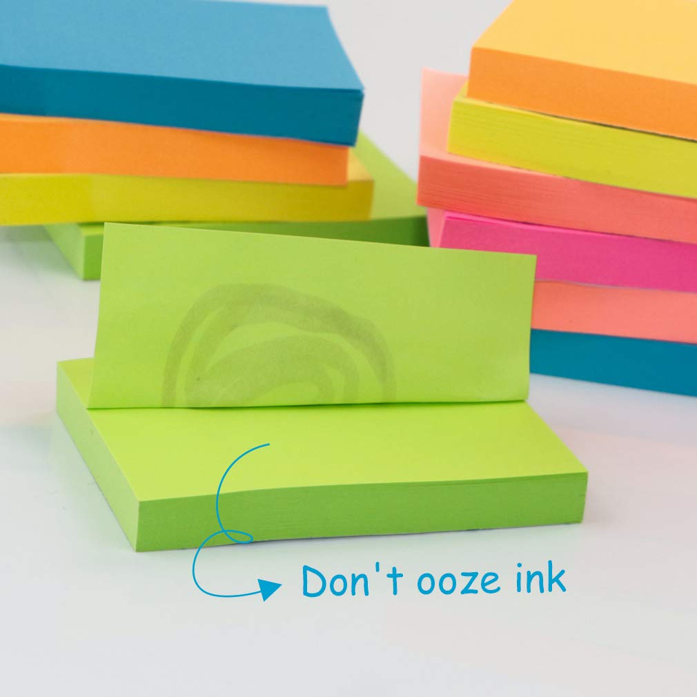 Sticky Notes - VANZAVANZU Self-Stick Notes 2x3 in, 12 Pads, 100 Sheets/Pad, 6 Bright Colors, Easy Post Notes (3x2 in, 12 Pads)