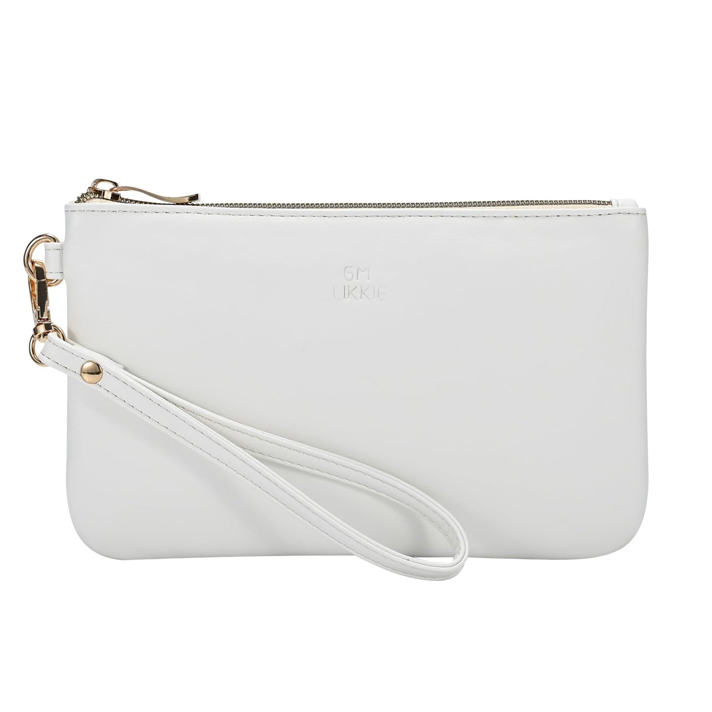 GM LIKKIE Wristlet Purse for Women, Evening Clutch Purse with strap for Party and Prom, Beach Bag for Summer (White PU Leather)