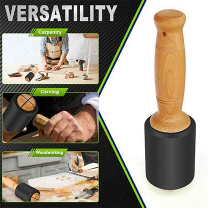 Wood Carving Mallet 15 oz - Non-Slip Urethane Head Woodworking Hammer for Chisels & Carving Tools (Black)
