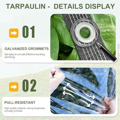 Clear Tarp with Grommets 6x10ft Clear Tarps Heavy Duty Waterproof 14 Mil Thickened PVC Tear-Resistant Reinforced Edges Clear Plastic Vinyl Tarp for Patio Chicken Coop Cover Greenhouse Plant Enclosure