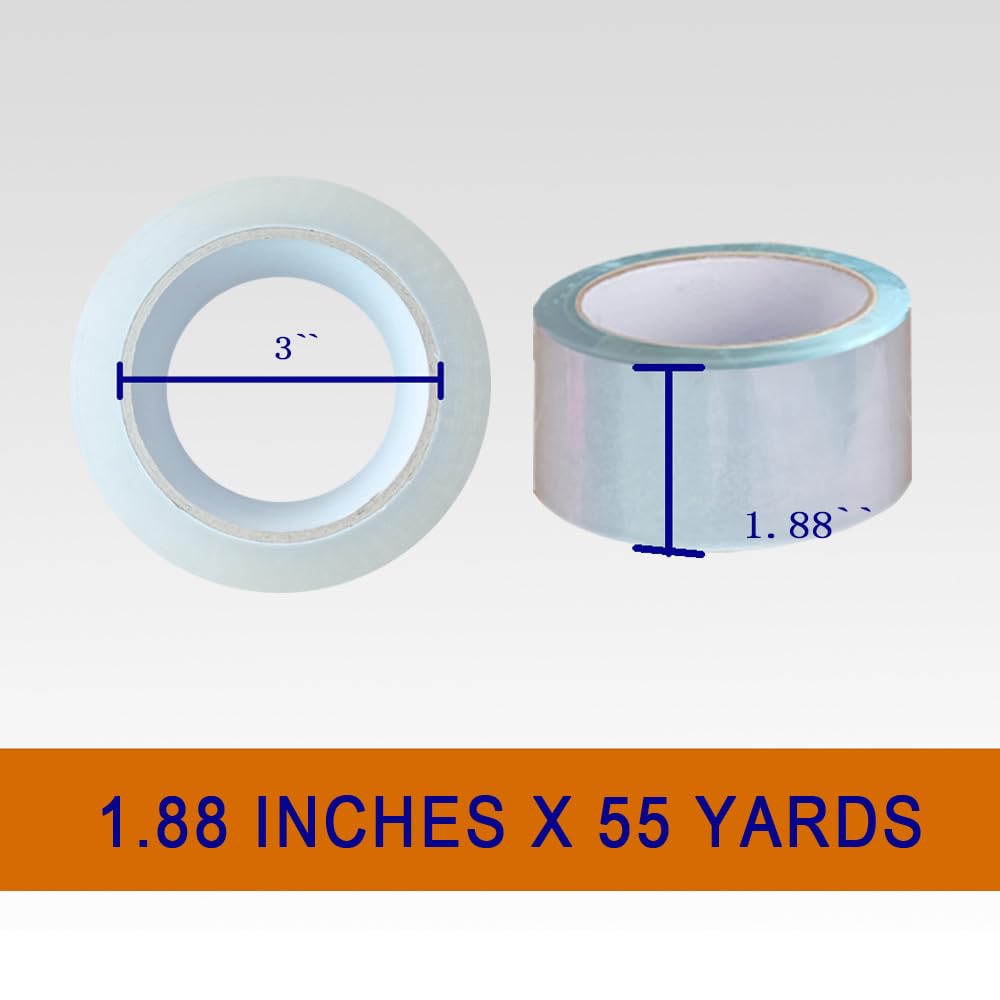 Clear Packing Tape with Dispenser – 6 Rolls,Heavy Duty Packaging Tape for Packing, Shipping & Moving, Effortless Sealing, 1.88" x 56 yd