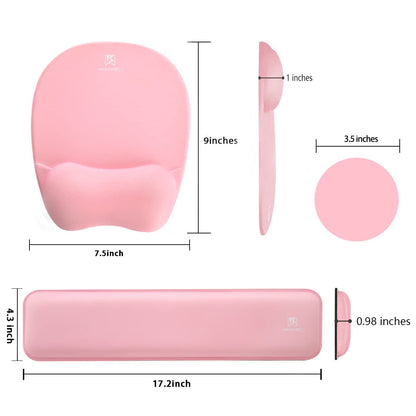 Memory Foam Set Wrist Rest Pad & Mouse Wrist Rest Support,Ergonomic Design for Office,Home,Laptop,Desktop Computer,Gaming Keyboard - Pink