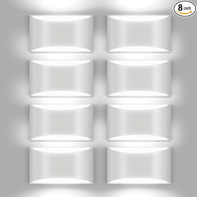 8 Pack White LED Wall Sconces Light Hardwired Wall Sconces Indoor Up and Down Wall Sconce Cool White 6000K(with G9 Bulbs)