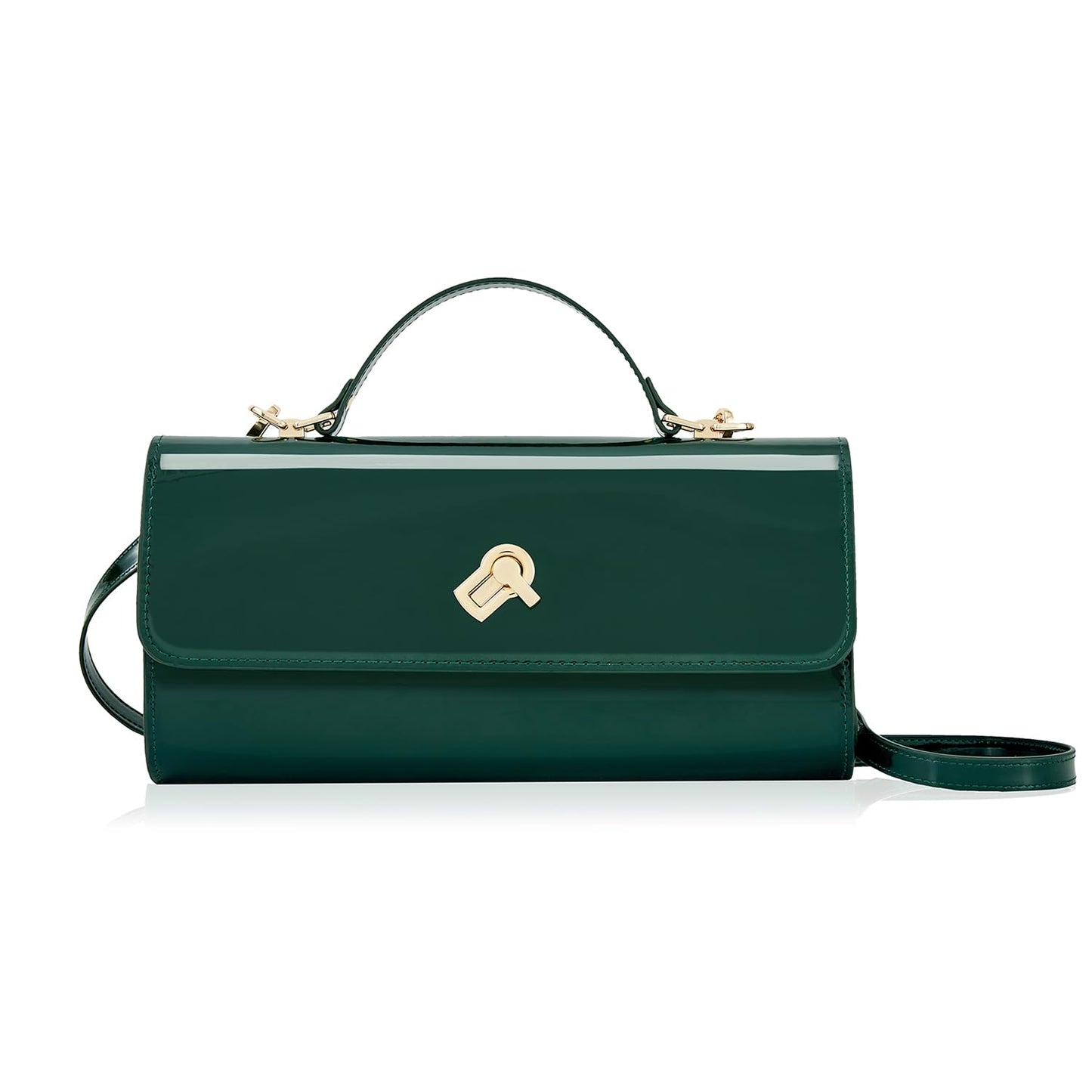 Huralona Evening Clutch Bag Crossbody Handbag Square Box with Detachable Chain PU Leather Shoulder Bag for Women (Dark Green)