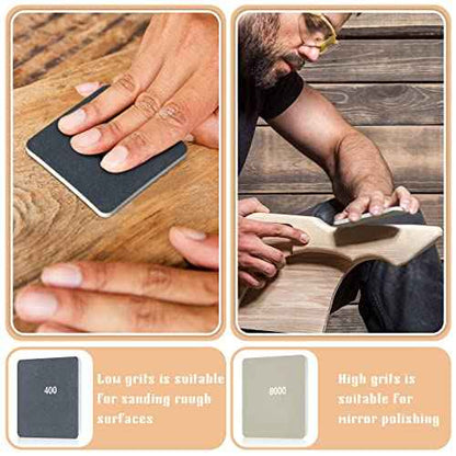 Honoson 15 Pcs 2 x 2 Inch Sanding Pads Padded Sanding Pads Polishing Soft Mess Pen Kit Double Sided Grits for Plastic Acrylic Materials
