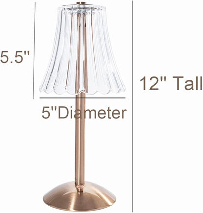 Cordless Table Lamps for Home,Table,Dining Room, Gold Rechargeable Lamps, USB Charge 12'' Tall LED Brass Portable Outdoor Indoor Table Lamp with Built-in Dimmer (Champagne Gold)