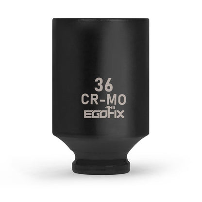 EGOFIX 36mm Socket 1/2" Drive Deep Impact Metric Socket,CR-MO 6 Point for Easy Removal of Axle Nut