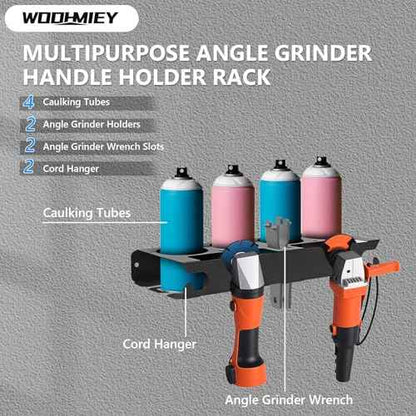 Wall Mount Tool Organizer with Spray Bottle Holder and Angle Grinder Holder, Metal Garage Tool Organizer, Power Tool Storage Rack, Detailing Brush Holder, Wall Mounted Storage Rack