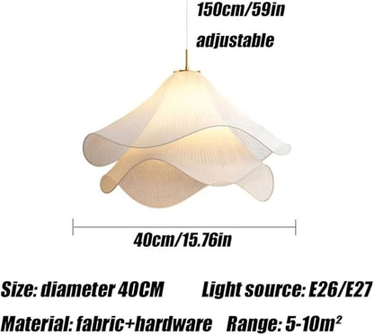 Modern Simple Hanging Lamp Cream Petal Fabric Chandelier Decoration Warm Romantic E26 Pendant Light For Indoor Living Dining Room Bedroom Home Pendant Lamp Kitchen Island Restaurant Cafe Light