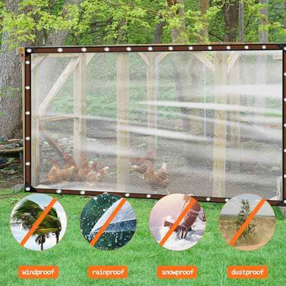 ZYP 2PCS 8x16 FT Heavy Duty Clear Waterproof Tarps Outdoor Garden Rainproof Covering,Clear Vinyl Tarp with Grommets,Transparent Waterproof Tarpaulin for Covering Henhouse Porch Canopy Plant Camping