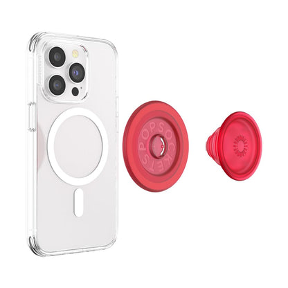 PopSockets Phone Grip for MagSafe with Kickstand, Magnetic Stand, Swappable Top, Secure Hold for iPhone MagSafe Cases, Phone & Tablet Grip - Clear
