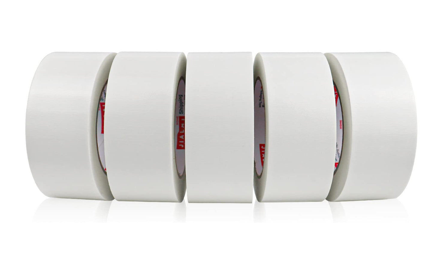 JIALAI HOME 5-Pack White Duct Tape, 2 inches x 30 Yards, 8.27 mil Thickness, Heavy Duty, Strong, Flexible, No Residue, All-Weather and Tear by Hand - for Patch, Protect and Temporary Repairs