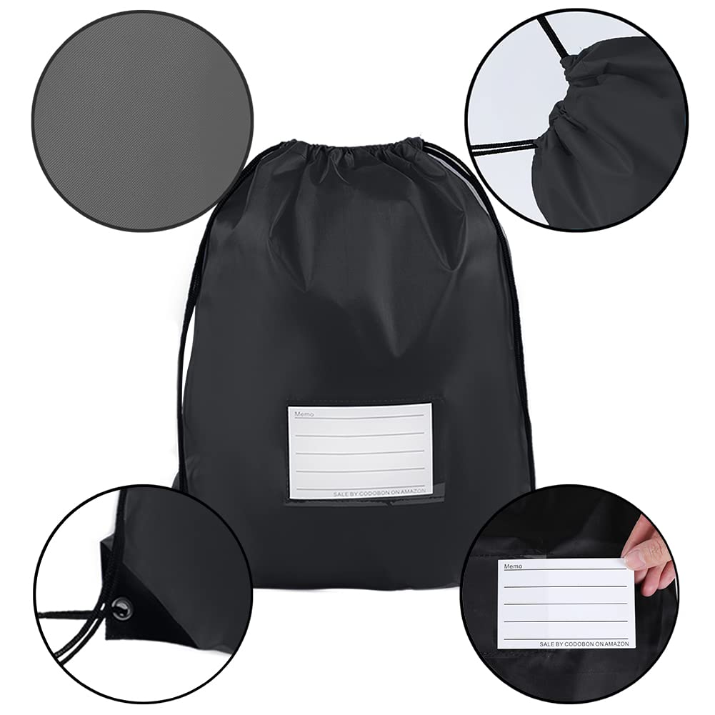 CODOBON 50 Pack Drawstring Bags,Bulk Draw String Backpack, DIY Gym Sports Cinch Bag Sackpack for Women Men, Black