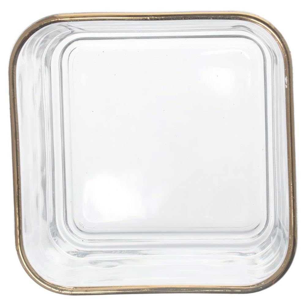 GetCoupon Gold Rim Plain Glass Paper Clip Storage Box,Clear Paper Clip Holder Elegant Desk Organizer Accessories For Office, Home