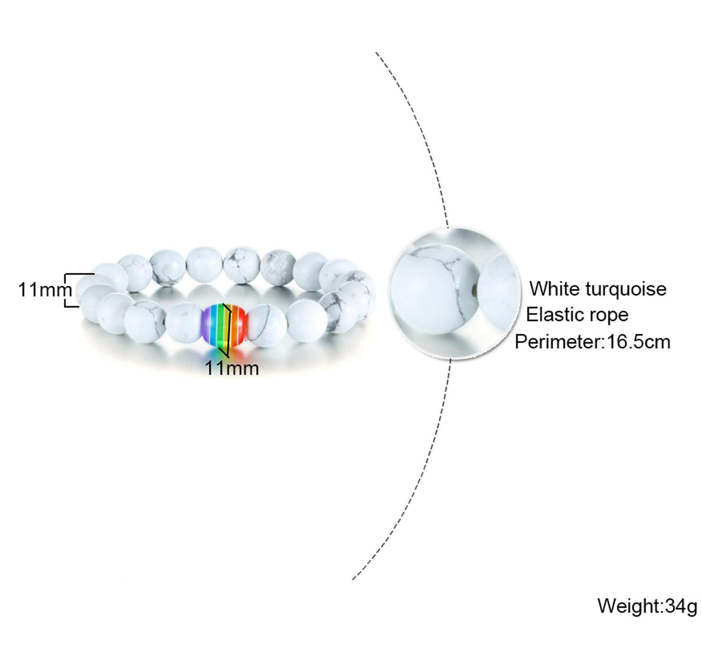 Nanafast LGBT Gay Rainbow Relationship Beaded Bracelet Couple Matching Pride Bead Bracelets Bangle 2 Pack (White/Black)