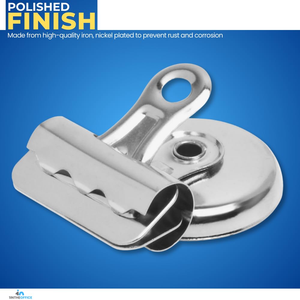 1InTheOffice Bulldog Clips 1.5 Inch - Heavy Duty Refrigerator Magnetic Clips - 1.3" (18 Pack)