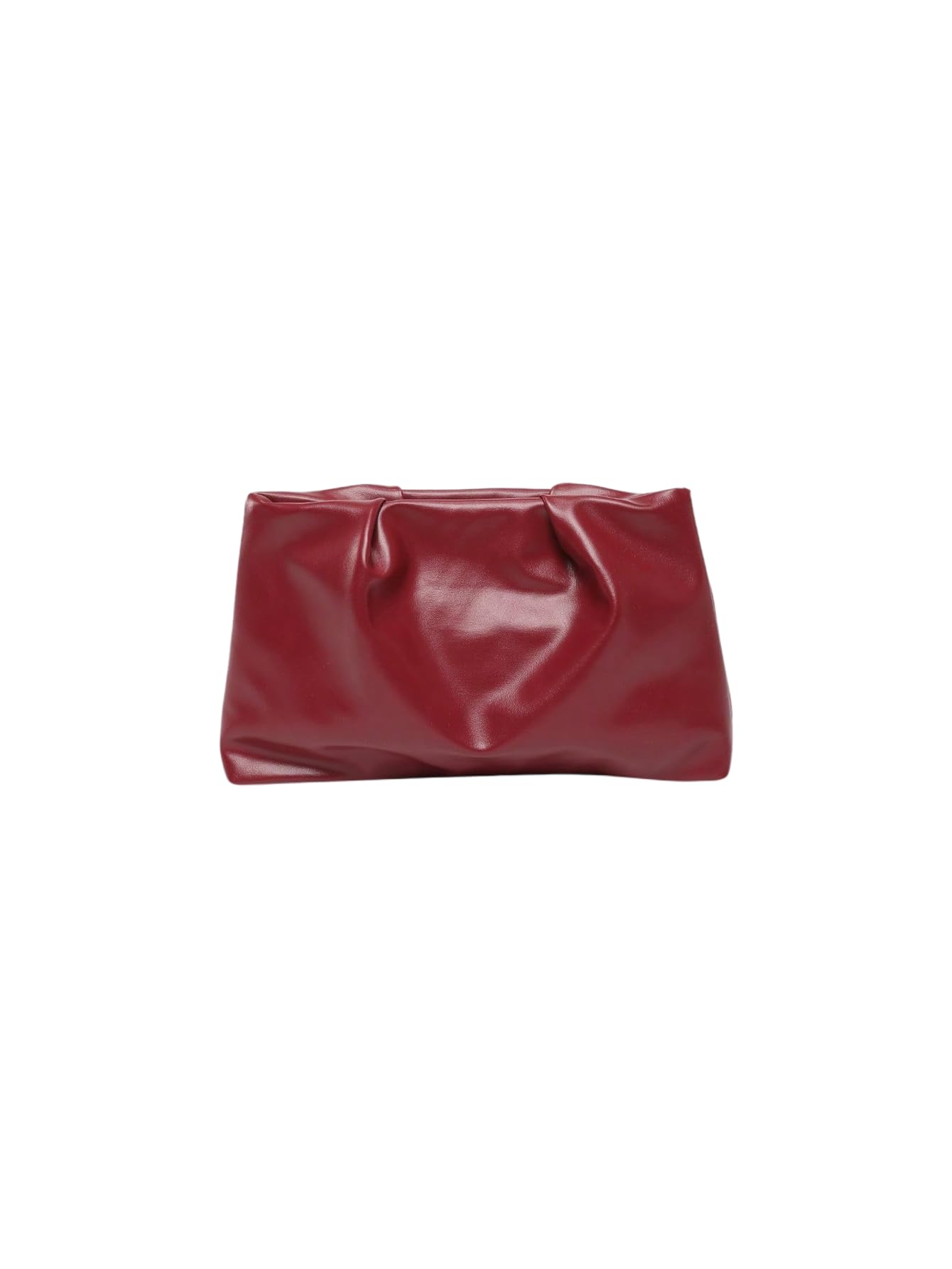 OYOANGLE Women's PU Leather Clutch Purses Small Zipper Ruched Minimalist Handbag Burgundy One Size