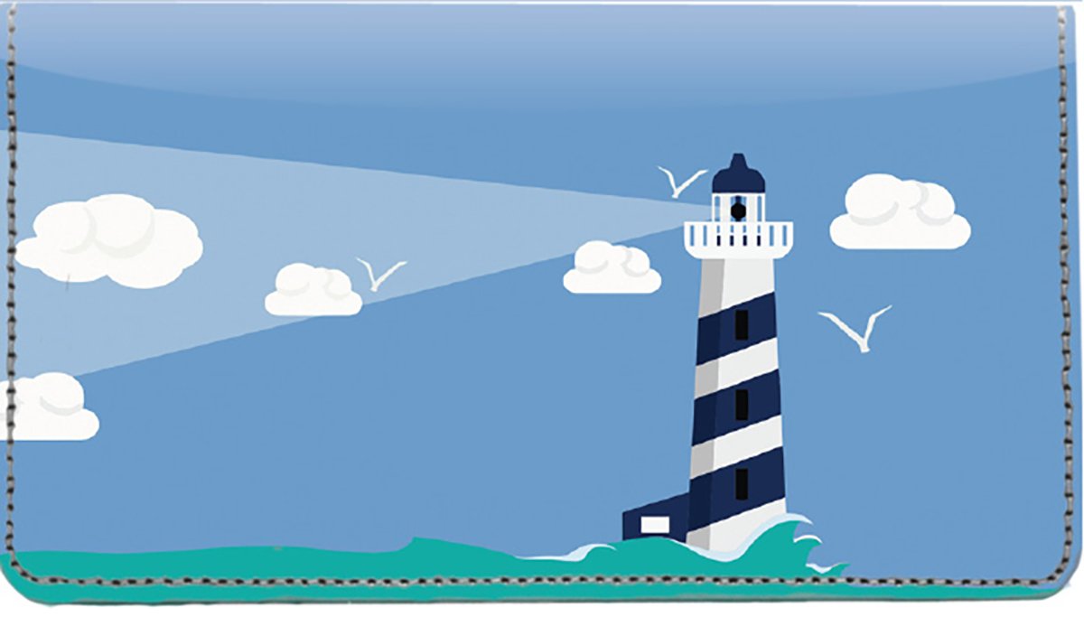 Splendid Lighthouse Personal Leather Checkbook Cover for Top Tear Personal Checks