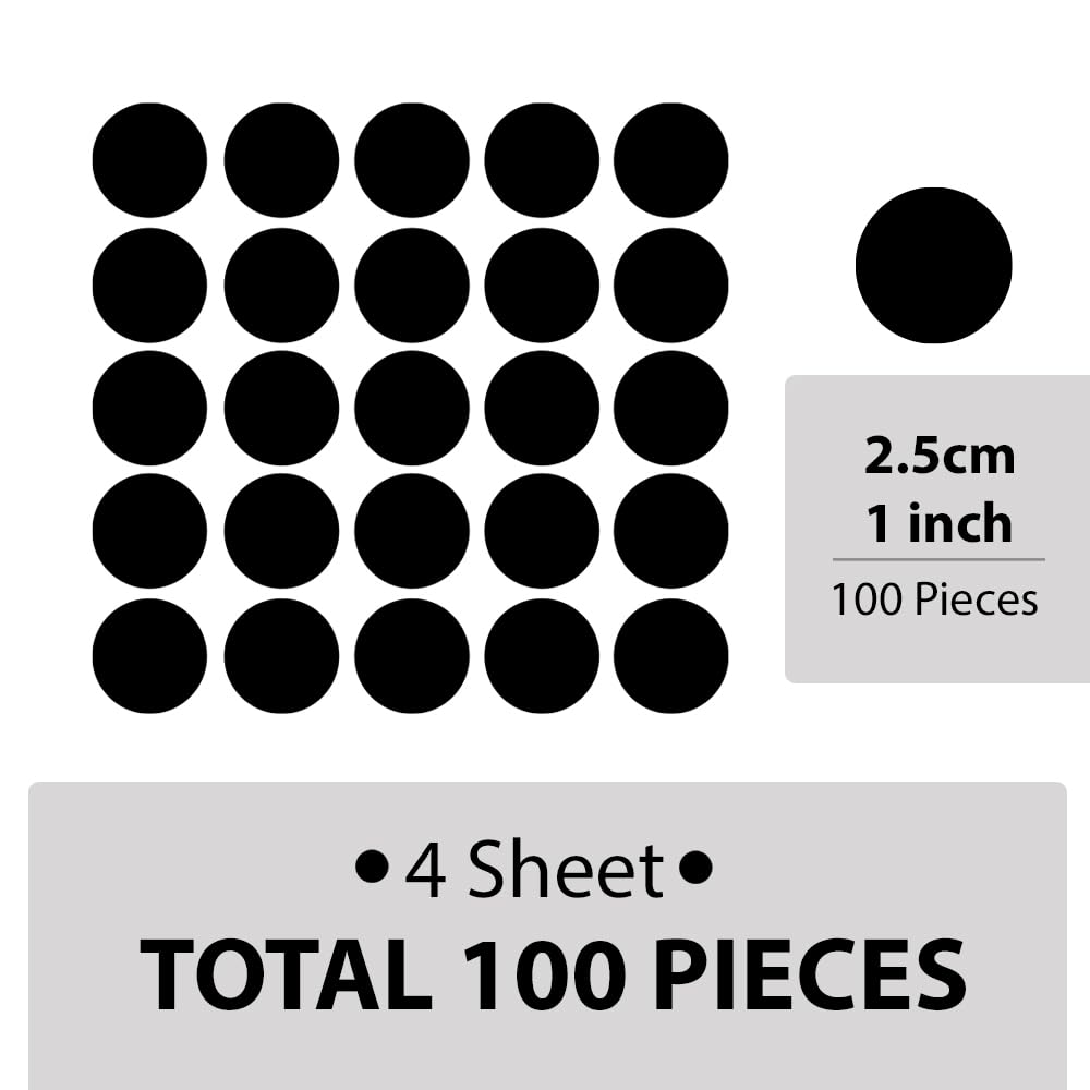 240 Pcs 1-Inch Black Polka Dot Wall Decals – Removable & Self-Adhesive Vinyl Stickers for Kids Room, Nursery & Home Decor (Matte Black, 1 Inch Dots)