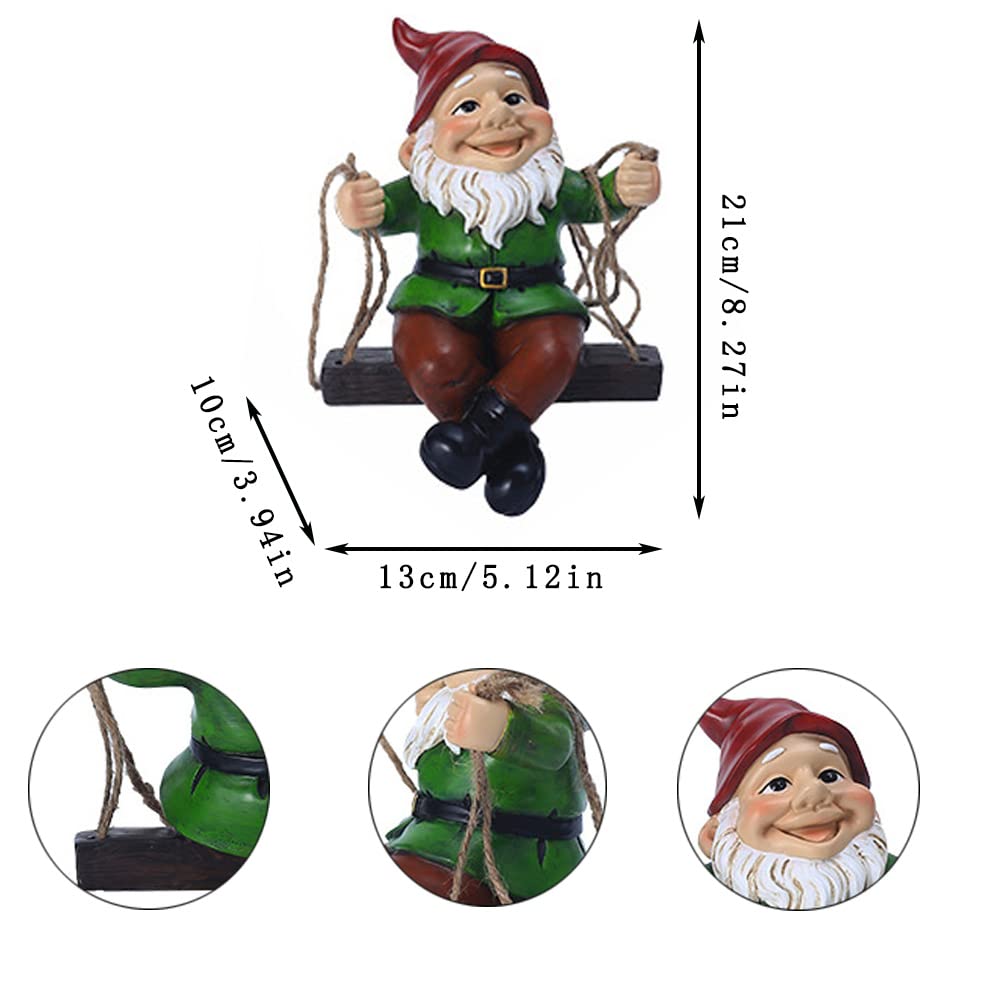 Tsilin Funny Garden Gnomes Statue Hanging Dwarf Figurines Ornament Sculpture Swing Gnome for Outdoor Pation Yard Lawn Porch Home Christmas Tree Decor Halloween New Year