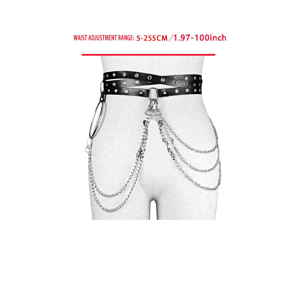 Punk Leather Body Chains Sexy Body Harness Chains Waist Chain Rave Nightclub Party Body Jewelry for Women
