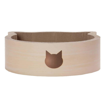 NECOICHI Cat-Headed Scratcher Bed (Birch, Large) | Cardboard Cat Scratcher Bowls for Indoor Cats - Cat Scratching Board, Cat Scratch Pad Lounger with Reversible Usability and Extra Comfort for Lounge