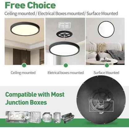 20 Inch Dimmable LED Flush Mount Ceiling Light, 40W,4350LM, 2700K/3000K/4000K/5000K/6000K CCT Selectable ,Round Flat Panel Light Low Profile Ceiling Light Fitures for Hallway/Kitchen/Bedroom, Black