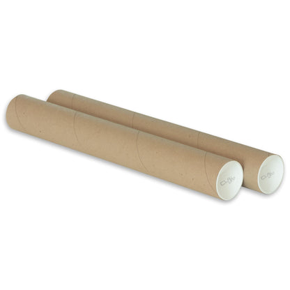 CLAUVINCK 2" x 15" Kraft Mailing Tube, shipping, Heavy Duty Mailers Poster Tube Packing 2 inches x 15 inches Office (Pack of 2)