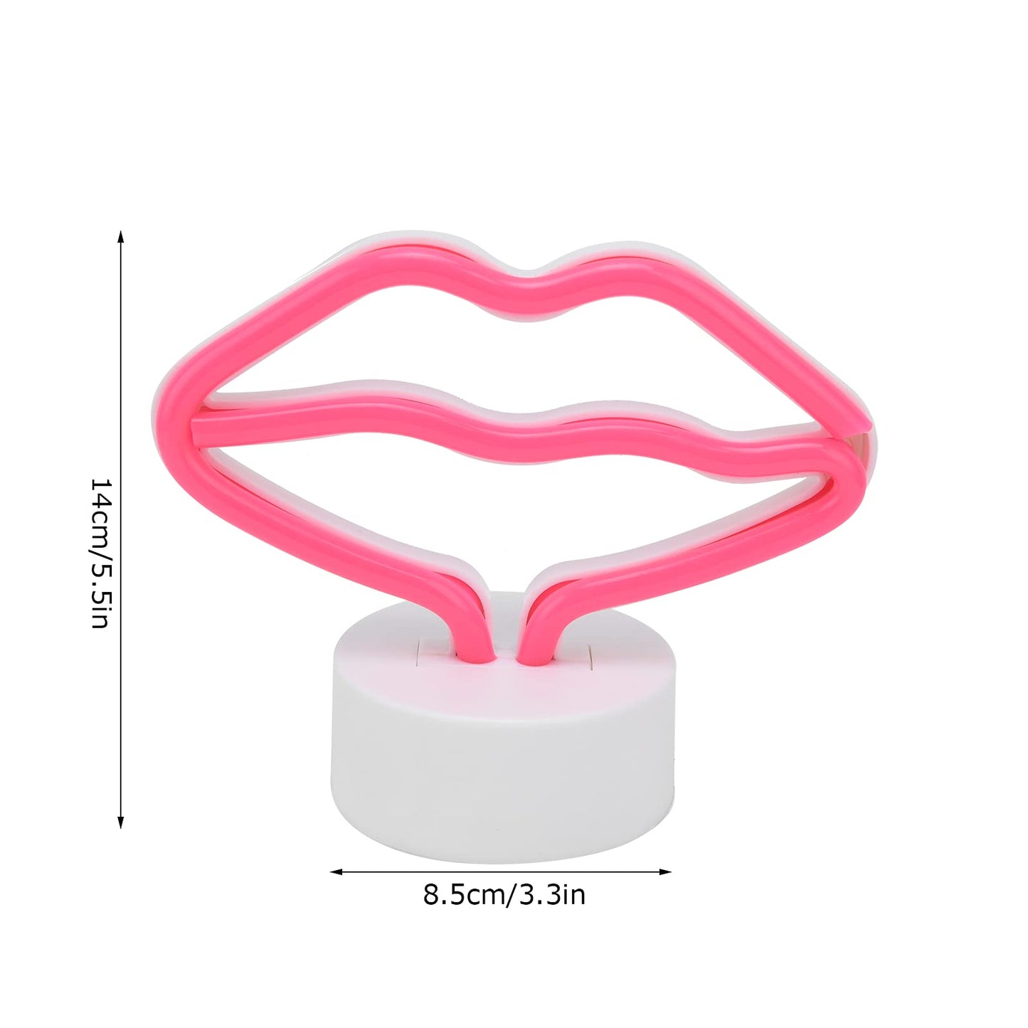 Milltrip Lip Shaped Neon Signs Led Neon Light with Stand USB or Battery Powered Neon Light Lamp for Baby Room Party Home Decor Gifts for Children Baby Room Christmas Wedding Party Decoration