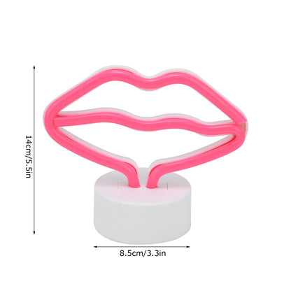 Milltrip Lip Shaped Neon Signs Led Neon Light with Stand USB or Battery Powered Neon Light Lamp for Baby Room Party Home Decor Gifts for Children Baby Room Christmas Wedding Party Decoration