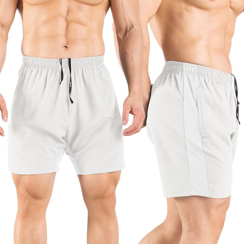 Gaglg Men's 5" Running Shorts 2 Pack Quick Dry Athletic Workout Gym Shorts with Zipper Pockets Black/White,Large
