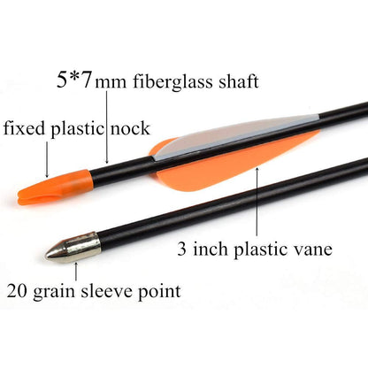 Elong Fiberglass Arrows Archery 26 Inch Target Shooting Practice Safetyglass Recurve Bows Suitable for Youth Children Woman Beginner (12 pcs)
