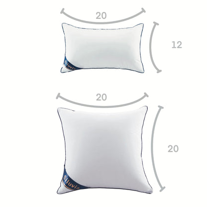 Siluvia 20"x20" Pillow Inserts Set of 2 Decorative Square Square Throw 20 Pillows with 100% Cotton Cover for Sofa, Couch, and Bed - White