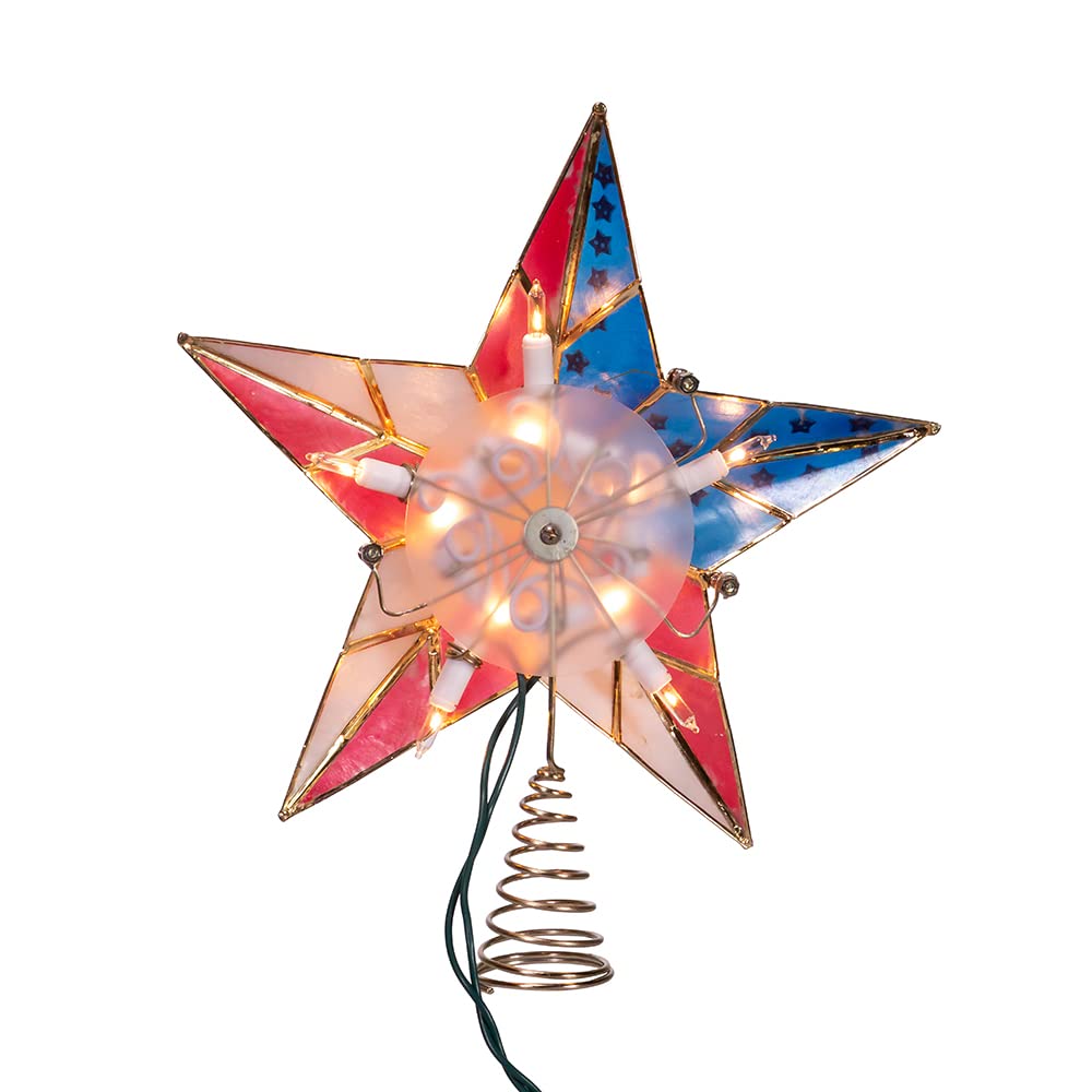 Kurt Adler UL 10L Capiz American Flag Inspired Star Treetop