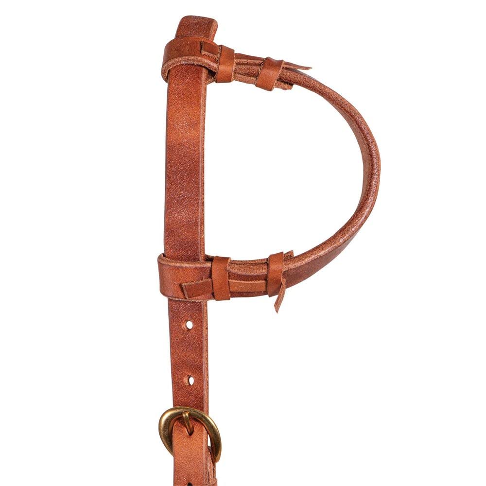 Schneiders Harness Leather One Ear Headstall | Leather | Hand Rubbed and Oiled | Double Sided Adjustment | Sliding Ear Piece | Solid Brass Hardware | Color Light Oil | Size Full Horse