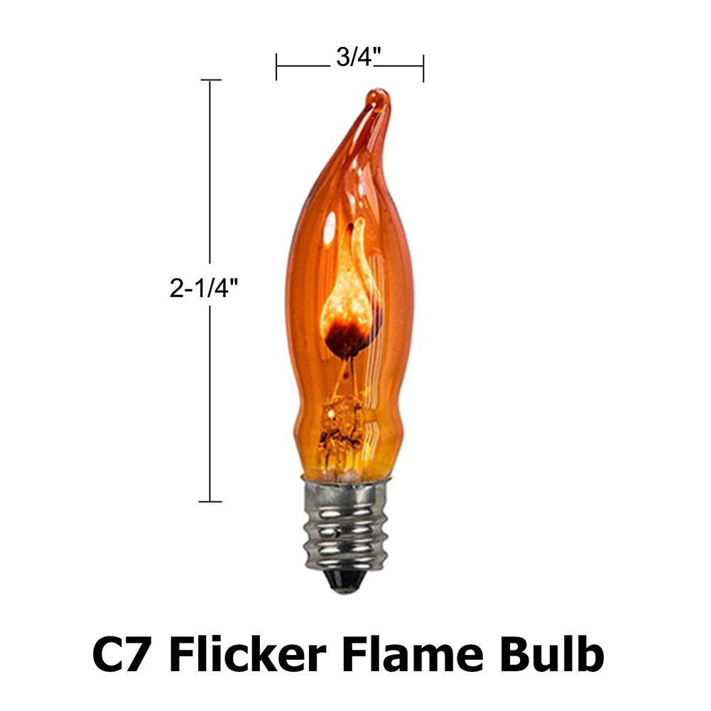 12 Pack Orange Halloween Flickering Flame Light Bulbs, E12 Candelabra Base, 1W, C18 Flicker Flame Night Light Replacement Bulbs for Candles Outdoor Christmas String Lights Chandeliers Sconces Decor