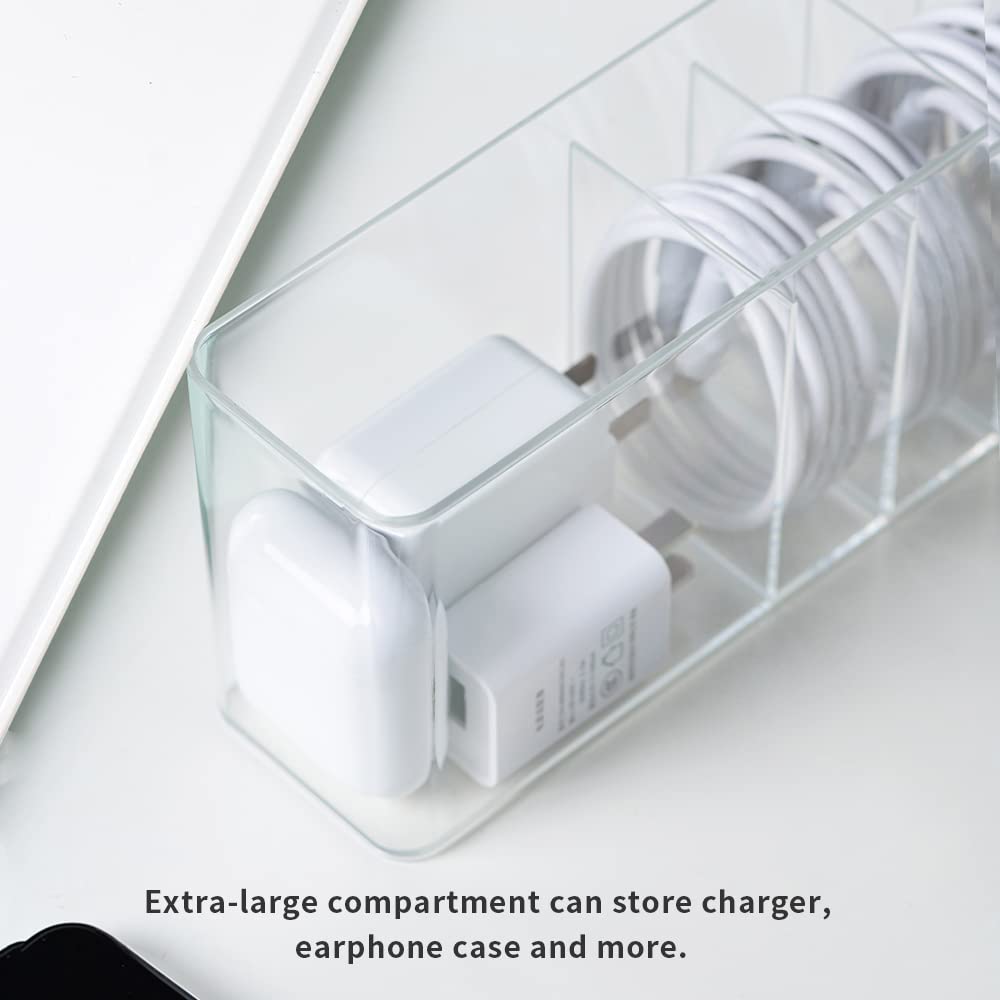 Nkocvew Charger Cable Cord Storage Organizer Box - 3 Pack With Lid - Easy Storage Without Cable Ties